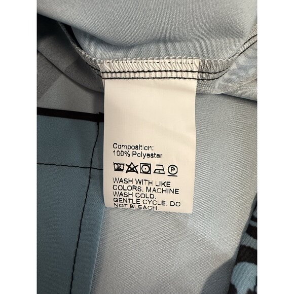 ROMWE Mens Casual Button Down Shirt~Size M~Blue Black Vacay Beach Top~L12 01 - Picture 7 of 7